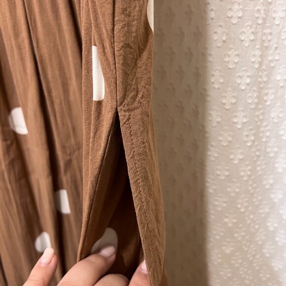 Kings Road Tan Polka-Dot Faux Wrap Dress 2X - Picture 5 of 6